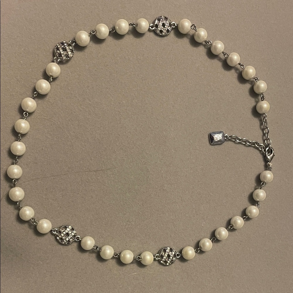 Ralph Lauren Silver and Cream Beaded Necklace